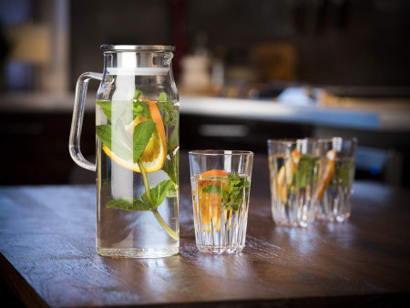 APS Carafe en verre avec couvercle, 1,5 litres, verre/inox