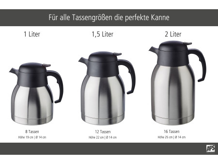 APS Pichet isotherme CLASSIC, 1,5 litre, acier inoxydable