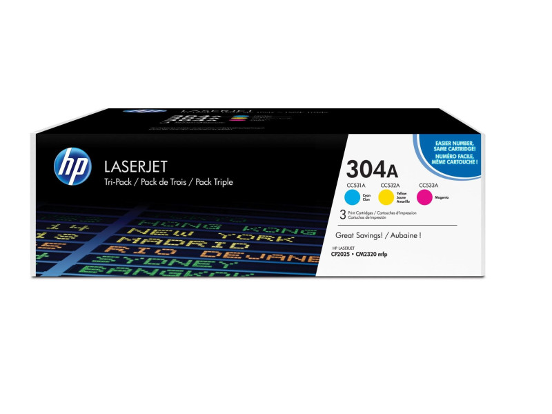 hp Toner hp 304A pour Color LaserJet CP2025, 3 couleurs