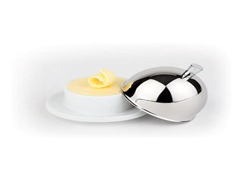 APS Beurrier, en acier inoxydable/porcelaine