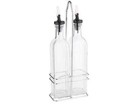 APS Ménagère de table huile & vinaigre, verre/inox, 0,5 L