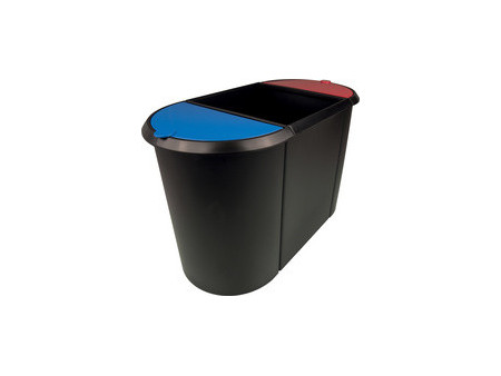 helit Corbeille à papier 'the triple', oval, PE, noir/rouge/