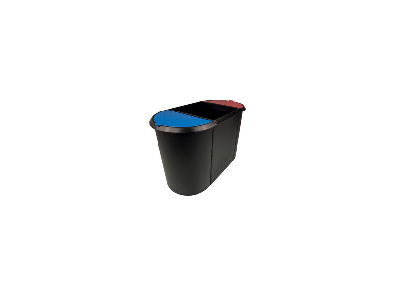 helit Corbeille à papier 'the triple', oval, PE, noir/rouge/