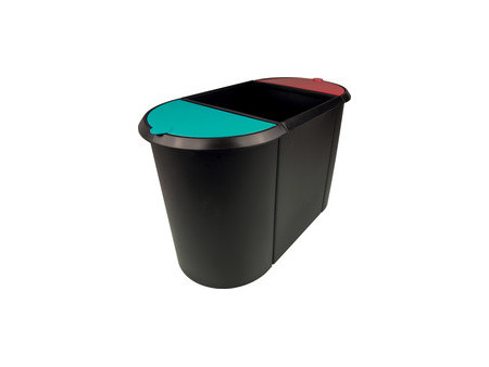 helit Corbeille à papier 'the triple', oval, PE, noir/rouge/