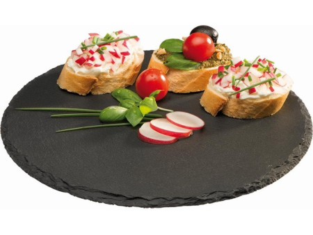 APS Plat en ardoise naturelle, diamètre: 220 mm, anthracite