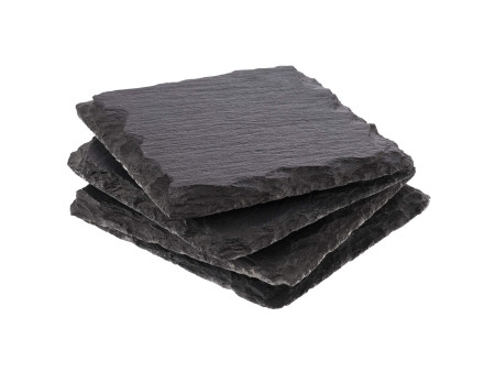 APS Sous-verre en ardoise naturelle, set de 4, 100 x 100 mm