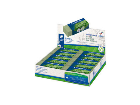 STAEDTLER Gomme, 65 x 23 x 13 mm, vert olive, présentoir 20