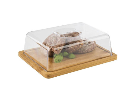 APS Plateau en bambou avec cloche, 240 x 185 x 15 mm