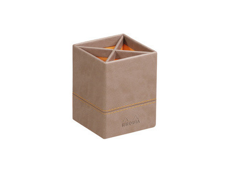 RHODIA Pot à crayons, en similicuir, titane