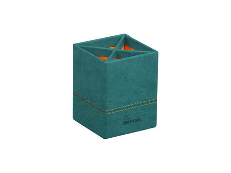 RHODIA Pot à crayons, en simili cuir, paon