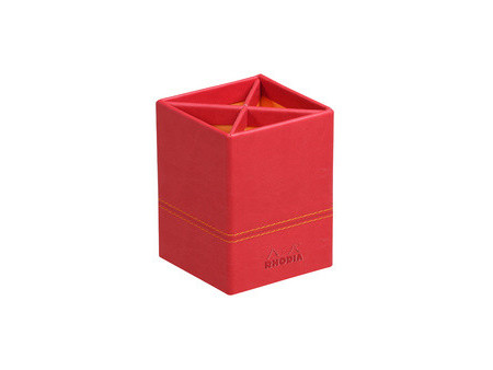 RHODIA Pot à crayons, en similicuir, coquelicot