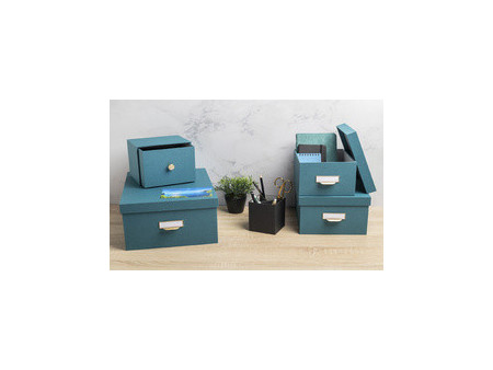 EXACOMPTA Lot de 3 boîtes gigogne Office by Me, bleu canard