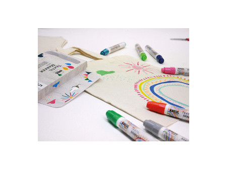 KREUL Feutre textile médium 'Junior', kit 'Color your case'