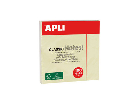 APLI Notes adhésives 'CLASSIC Notes!', 75 x 50 mm, jaune