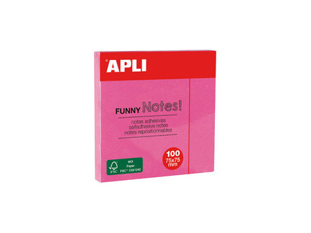 APLI Notes adhésives 'FUNNY Notes!', 75 x 75 mm, jaune fluo