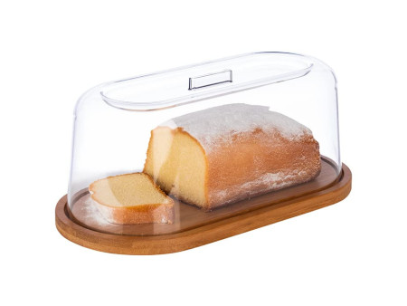 APS Plateau en bambou avec cloche, ovale, (L)280 x (P)140 mm