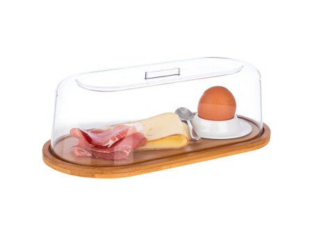 APS Plateau en bambou avec cloche, ovale, (L)280 x (P)140 mm