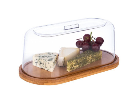 APS Plateau en bambou avec cloche, ovale, (L)280 x (P)140 mm