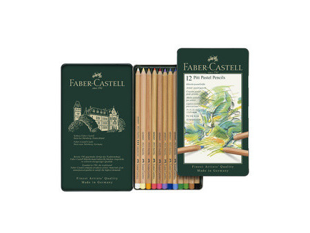 FABER-CASTELL Crayons de couleur PITT PASTELL, étui de 12 en