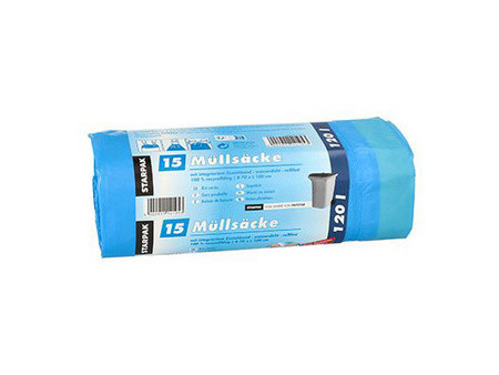 STARPAK Sac poubelle LDPE, à lien coulissant, 120 L, noir