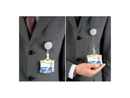DURABLE Porte-badge chromé, argent-métallique