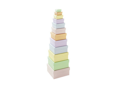 folia Boîtes en carton PASTEL, carré, assortiment de 12
