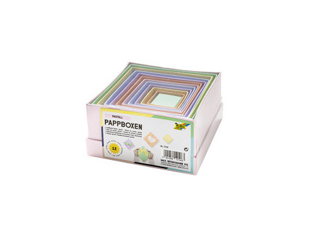 folia Boîtes en carton PASTEL, carré, assortiment de 12
