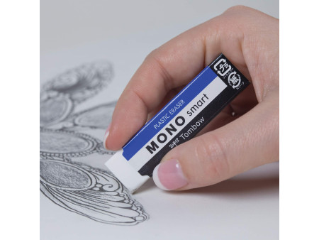 Tombow Gomme en plastique 'MONO smart', extra mince, blanc
