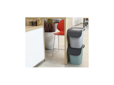 EDA Poubelle de tri TriHome, 40 litres, ciment/anthracite
