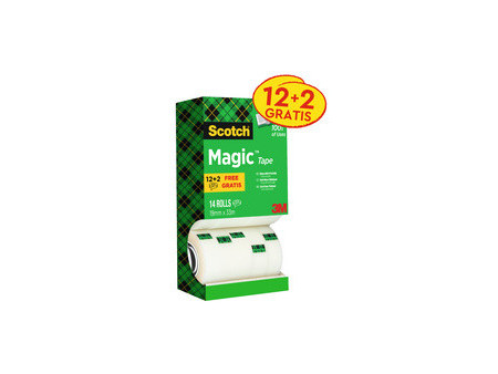 3M Scotch Ruban adhésif Magic 810, 19mm x 33m, 12+2 GRATUITS