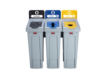 Rubbermaid Station de recyclage Slim Jim, kit de 3 flux