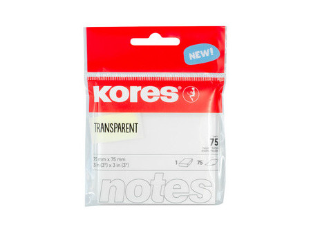 Kores Notes adhésives 'TRANSPARENT', 75 x 75 mm, uni