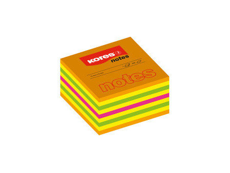 Kores Bloc-note cube, 50 x 50 mm, couleurs fluo, 4 couleurs