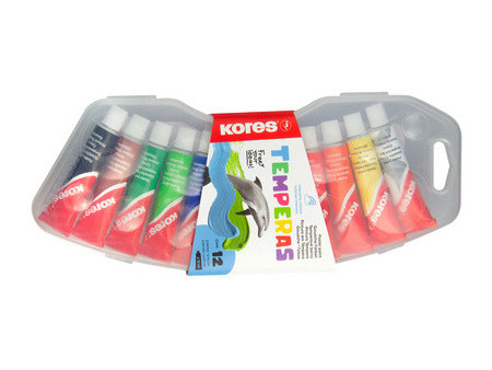 Kores Gouache en tube 'Temperas', étui en plastique de 12