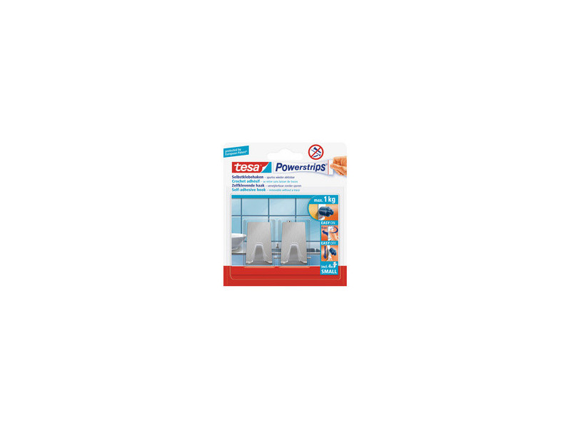 tesa Powerstrips Crochet adhésif SMALL, métal, long
