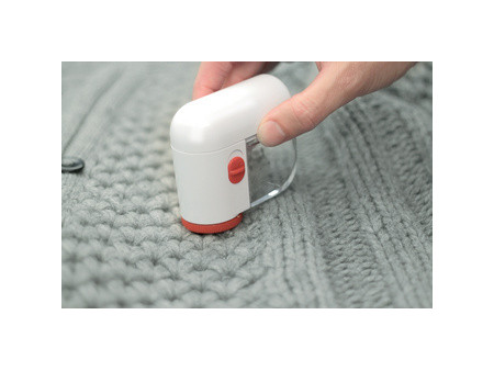 KLEIBER Mini rasoir anti-peluches, sans câble, blanc/rouge