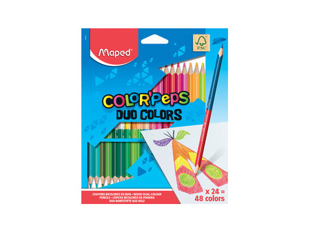 Maped Crayons bicolores COLOR'PEPS DUO, triangulaire, étui