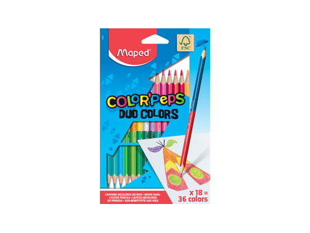 Maped Crayons bicolores COLOR'PEPS DUO, triangulaire, étui