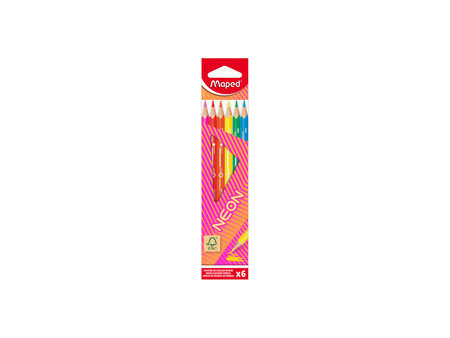 Maped Crayon de couleur triangulaire NEON, étui carton de 6