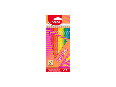 Maped Crayon de couleur triangulaire NEON, étui carton de 12