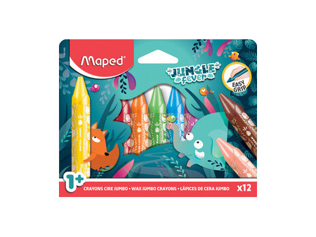 Maped Crayon cire JUNGLE fever JUMBO, étui en carton de 12
