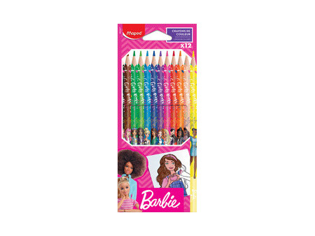 Maped Crayon de couleur Barbie, étui en carton de 12