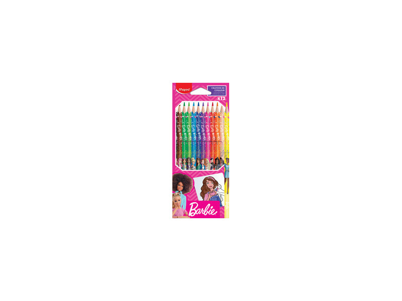 Maped Crayon de couleur Barbie, étui en carton de 12