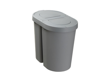 plast team Poubelle tri sélectif SEATTLE DUO, 2x25 L, argent