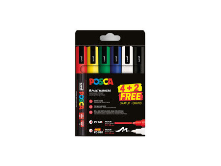 POSCA Marqueur à pigment 4 x PC-5M + 2 x PC-5BR GRATUIT
