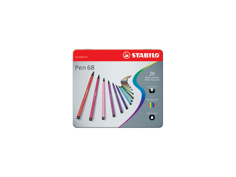 STABILO Feutre Pen 68, étui métallique de 10
