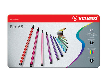 STABILO Feutre Pen 68, étui métallique de 10