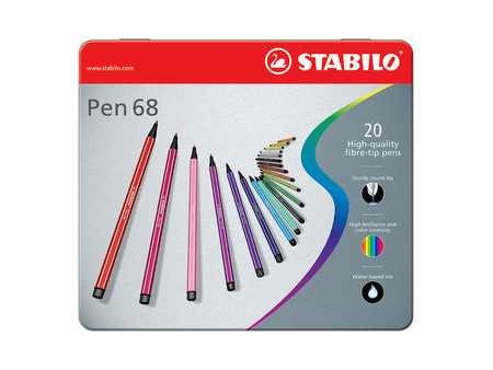 STABILO Feutre Pen 68, étui métallique de 20