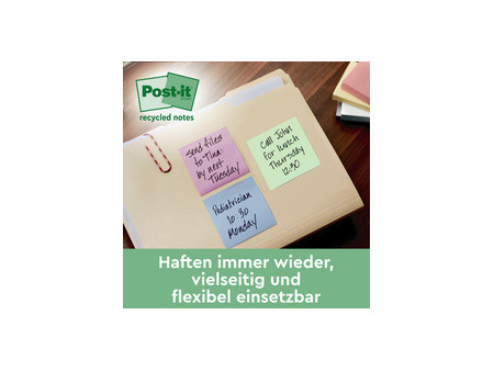 Post-it Bloc-note adhésif Recycling notes, 127x76mm, assorti