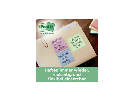 Post-it Bloc-note adhésif Recycling notes, 51x38 mm, assorti